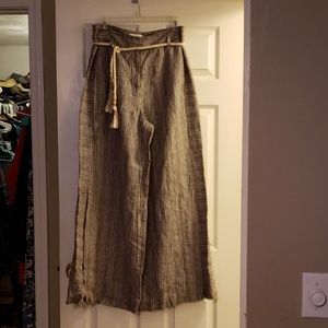 Anthropologie linen wide leg pants size 8